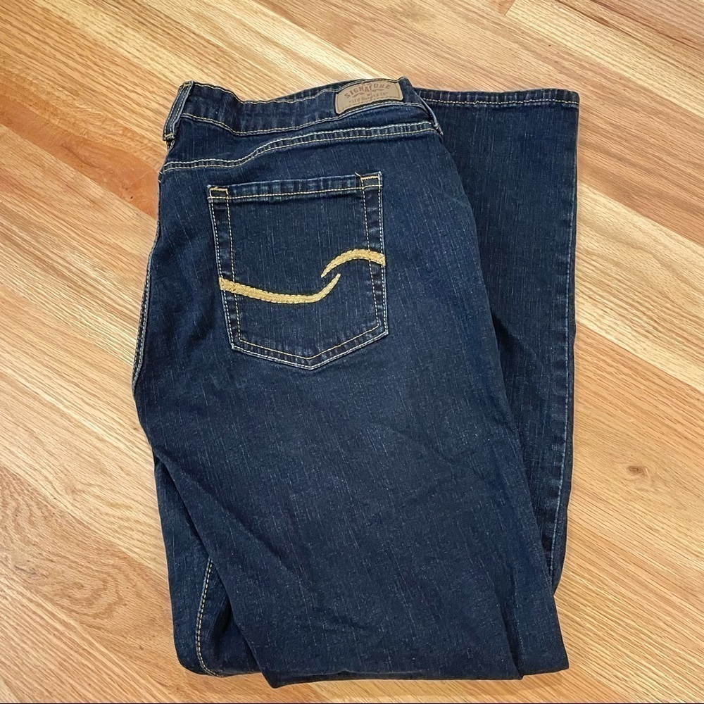 Levi's signature mid rise straight dark wash denim blue jeans stretch 34 - Picture 2 of 5